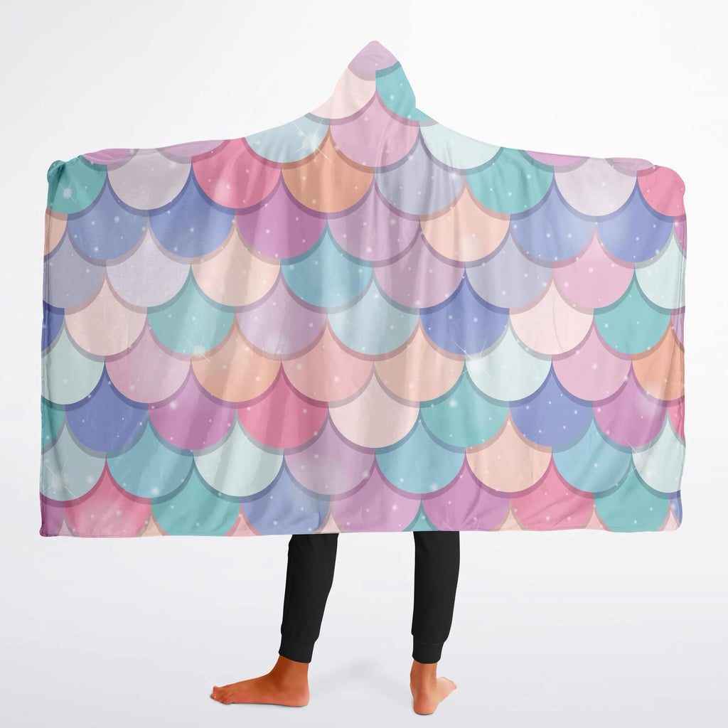Girls Rainbow Mermaid Hooded Wearable Blanket