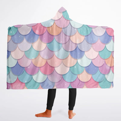 Girls Rainbow Mermaid Hooded Wearable Blanket