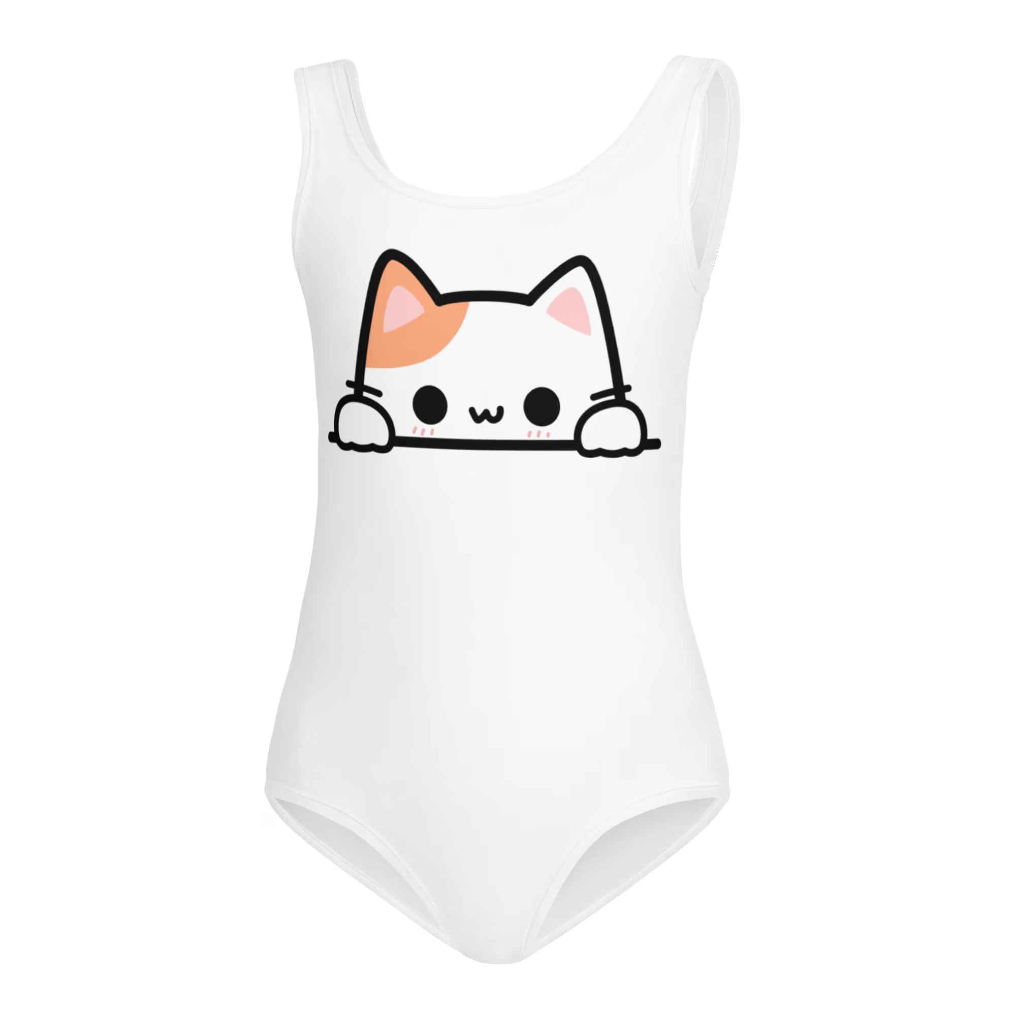 Girls Peeking Cat Buttery Soft Leotard - Quick Drying For Dance and Gymnastics