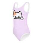Girls Peeking Cat Buttery Soft Leotard - Quick Drying For Dance and Gymnastics