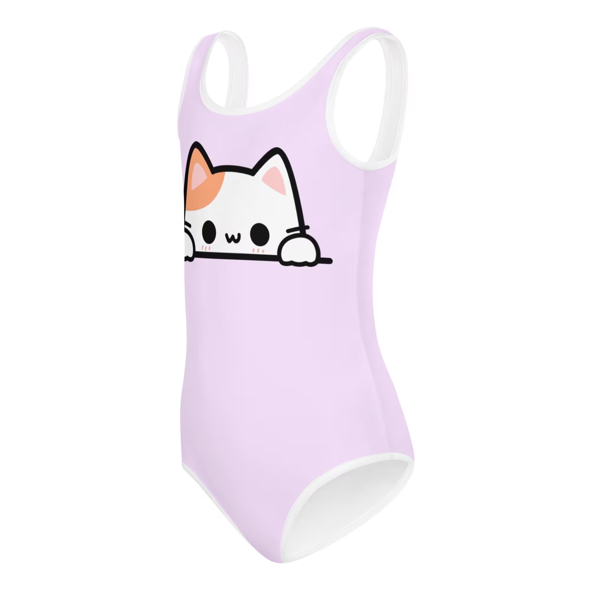 Girls Peeking Cat Buttery Soft Leotard - Quick Drying For Dance and Gymnastics