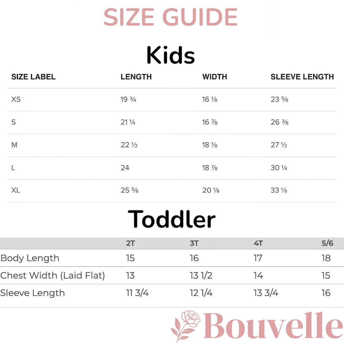 Size guide for Kids Colorful Penguin Outline Sweatshirt