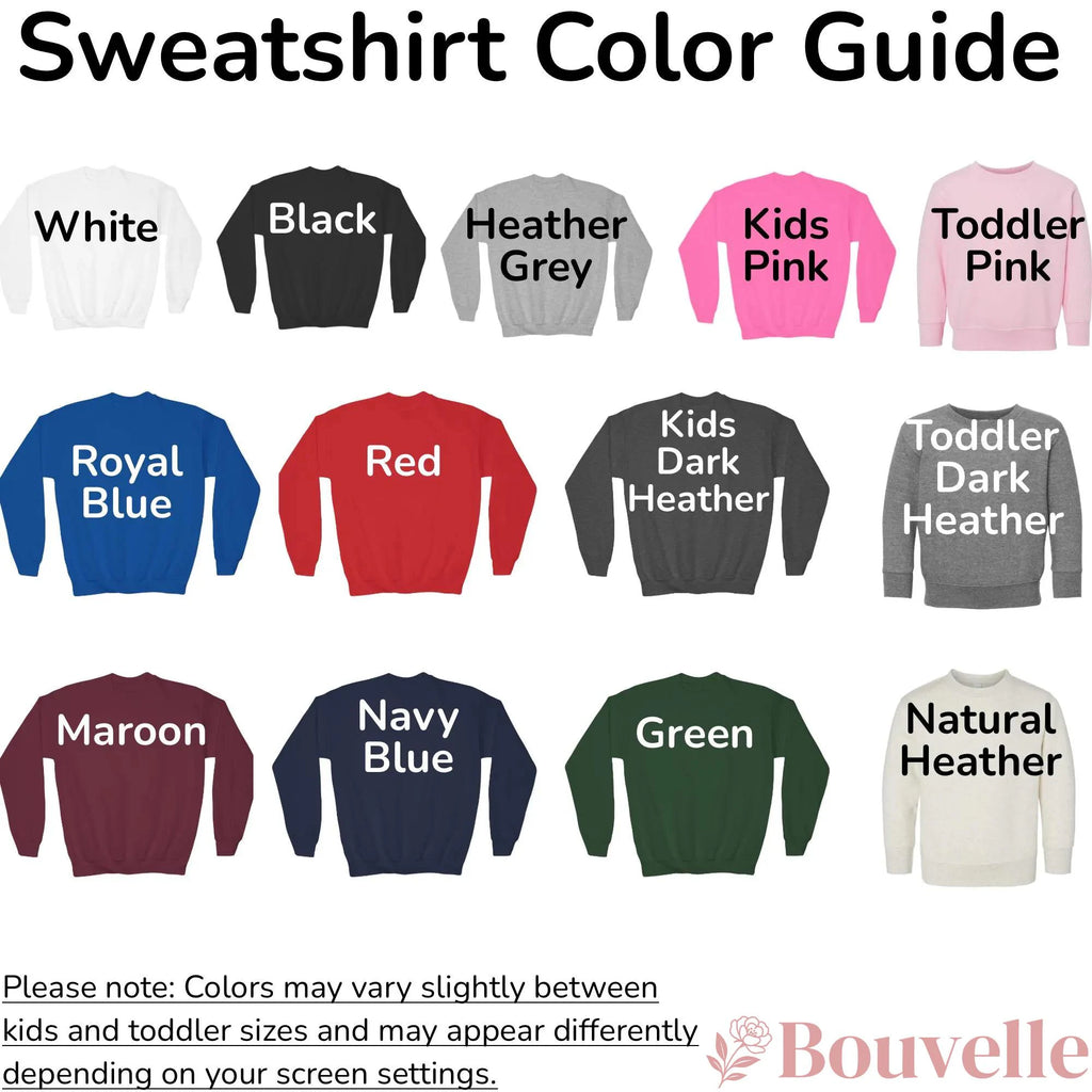 Kids corgi fall sweatshirt collection in solid and heather colors featuring cute puppy in autumn leaves design pullover