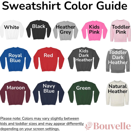 kids sweatshirt color guide