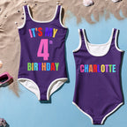 Personalized It's My Birthday Swimsuit - Custom Age & Name On Back For Girls