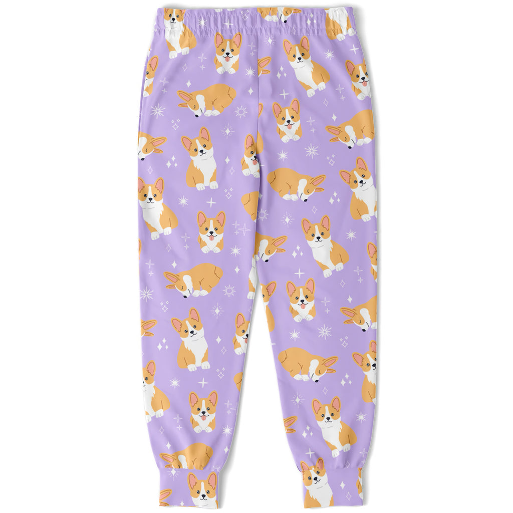 Girls Purple Corgi Dog Jogger Pants