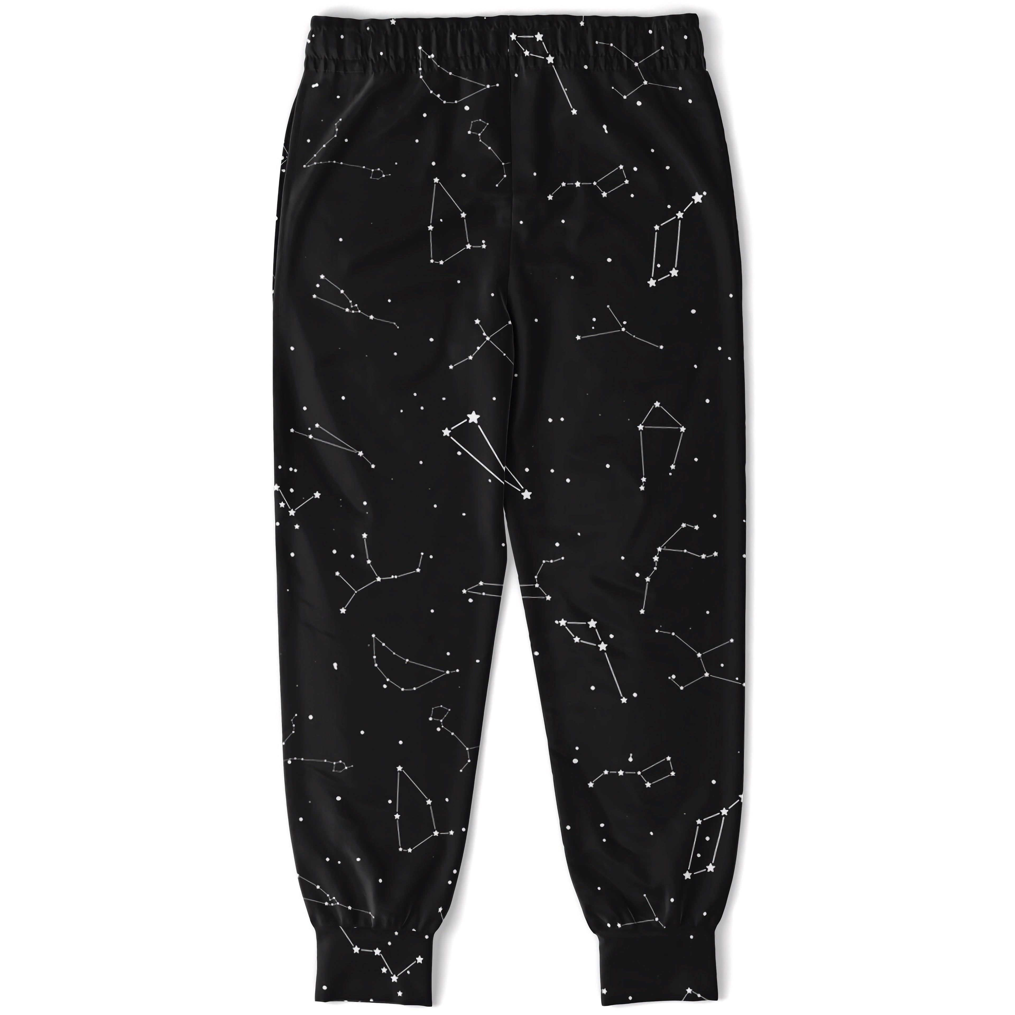 Kids realistic constellations jogger pants in black featuring a white connected star and dot pattern