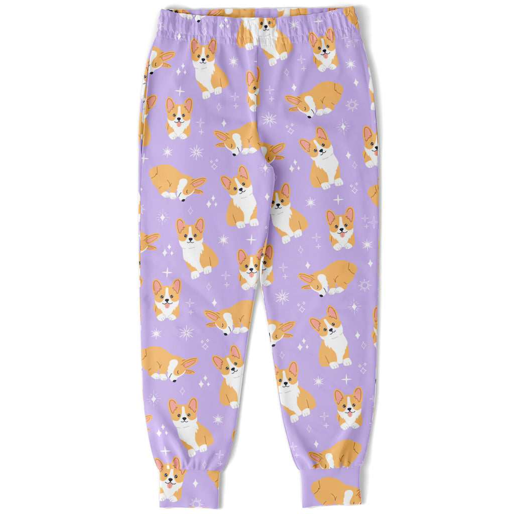 Girls Purple Corgi Dog Jogger Pants