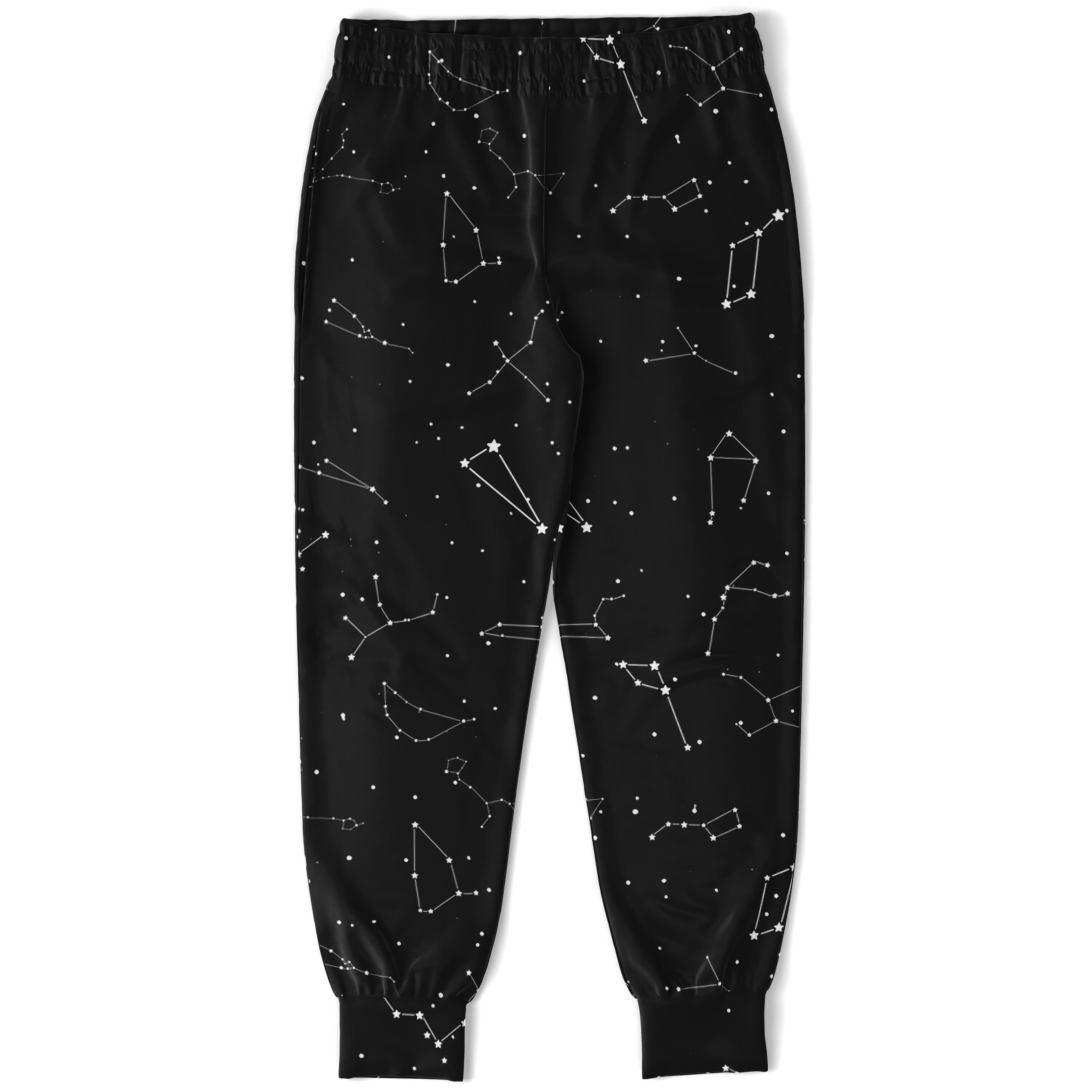 Black kids jogger pants with white realistic constellation pattern for comfortable casual wear
