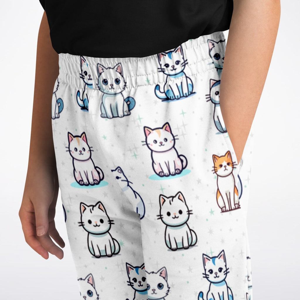 Girls Cat Pattern Jogger Pants