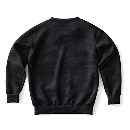 Kids Black Camouflage Sweatshirt – Cozy Cotton Fleece or Lightweight Sports Fabric