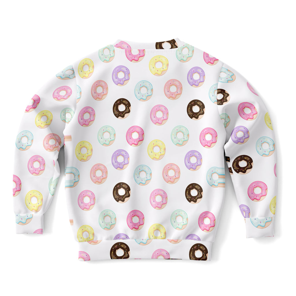 Kids Colorful Donuts Sweatshirt – Cozy Cotton Fleece or Lightweight Sports Fabric