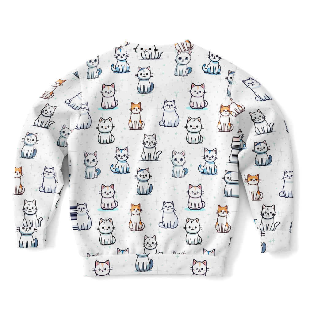Girls Cat Pattern Sweatshirt – Cozy Cotton Fleece or Lightweight Sports Fabric