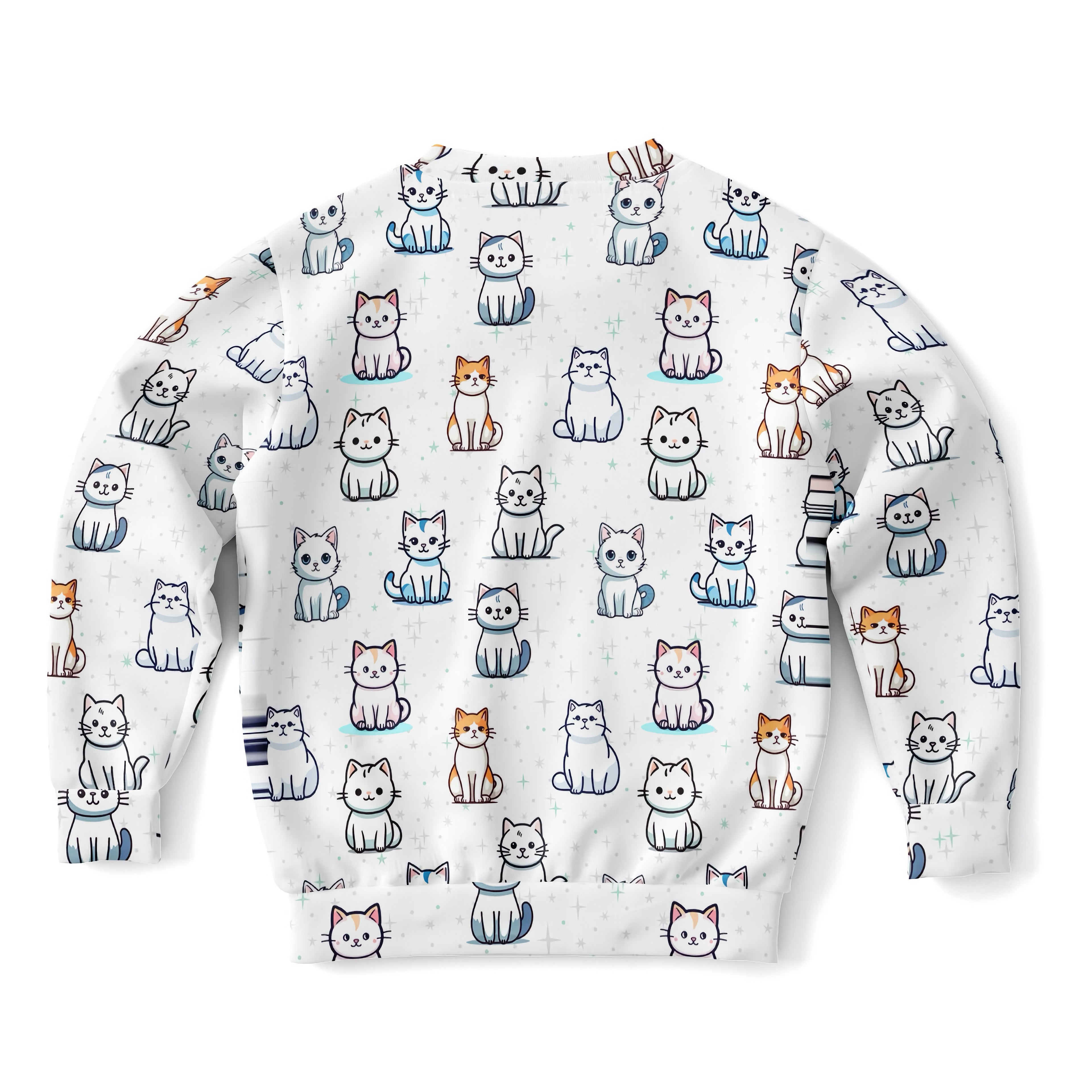 Girls Cat Pattern Sweatshirt – Cozy Cotton Fleece or Lightweight Sports Fabric