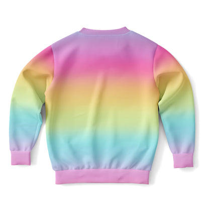 Girls Bright Rainbow Sweatshirt – Cozy Cotton Fleece or Lightweight Sports Fabric