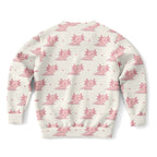 Girls Pink Axolotl Sweatshirt – Cozy Cotton Fleece or Lightweight Sports Fabric