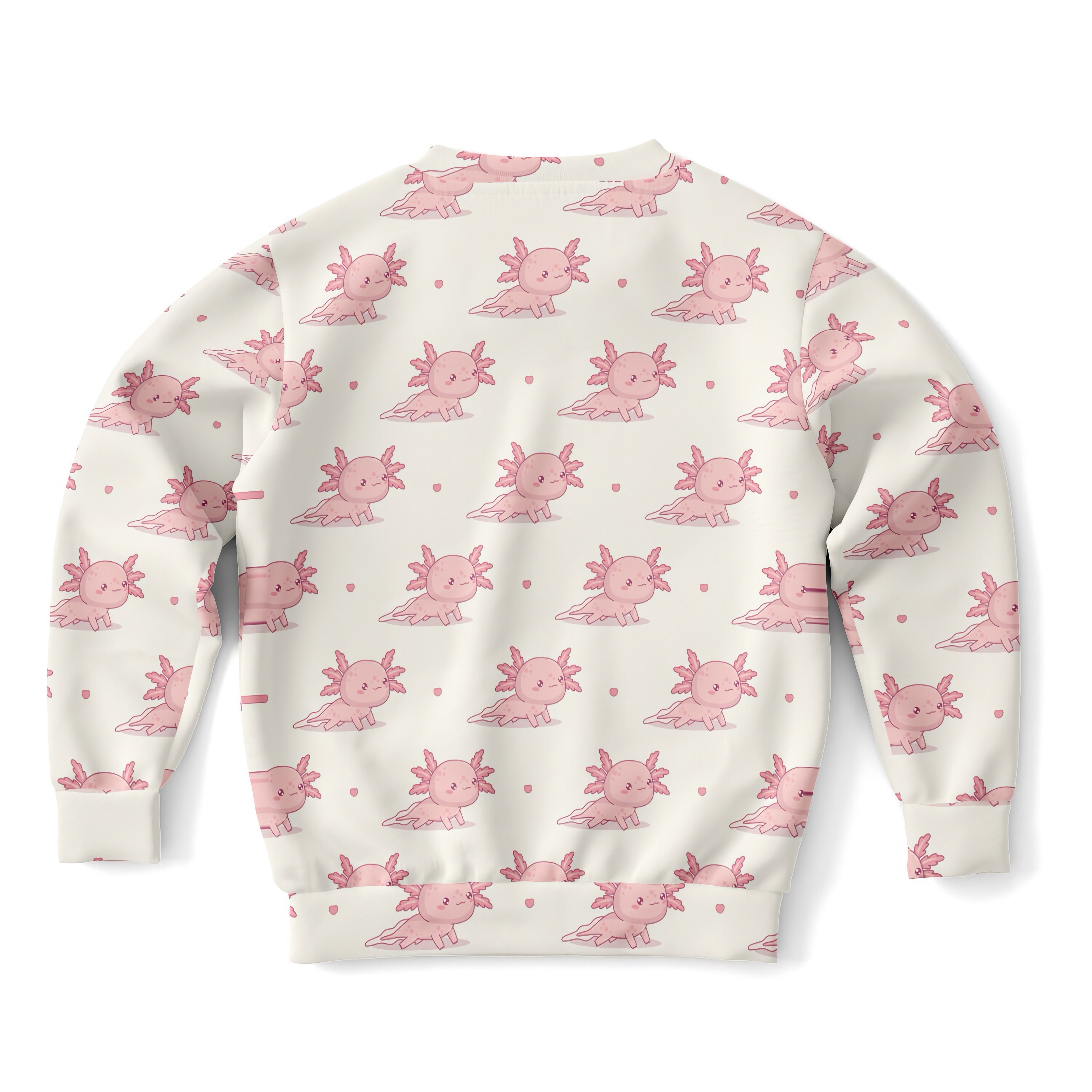 Girls Pink Axolotl Sweatshirt – Cozy Cotton Fleece or Lightweight Sports Fabric