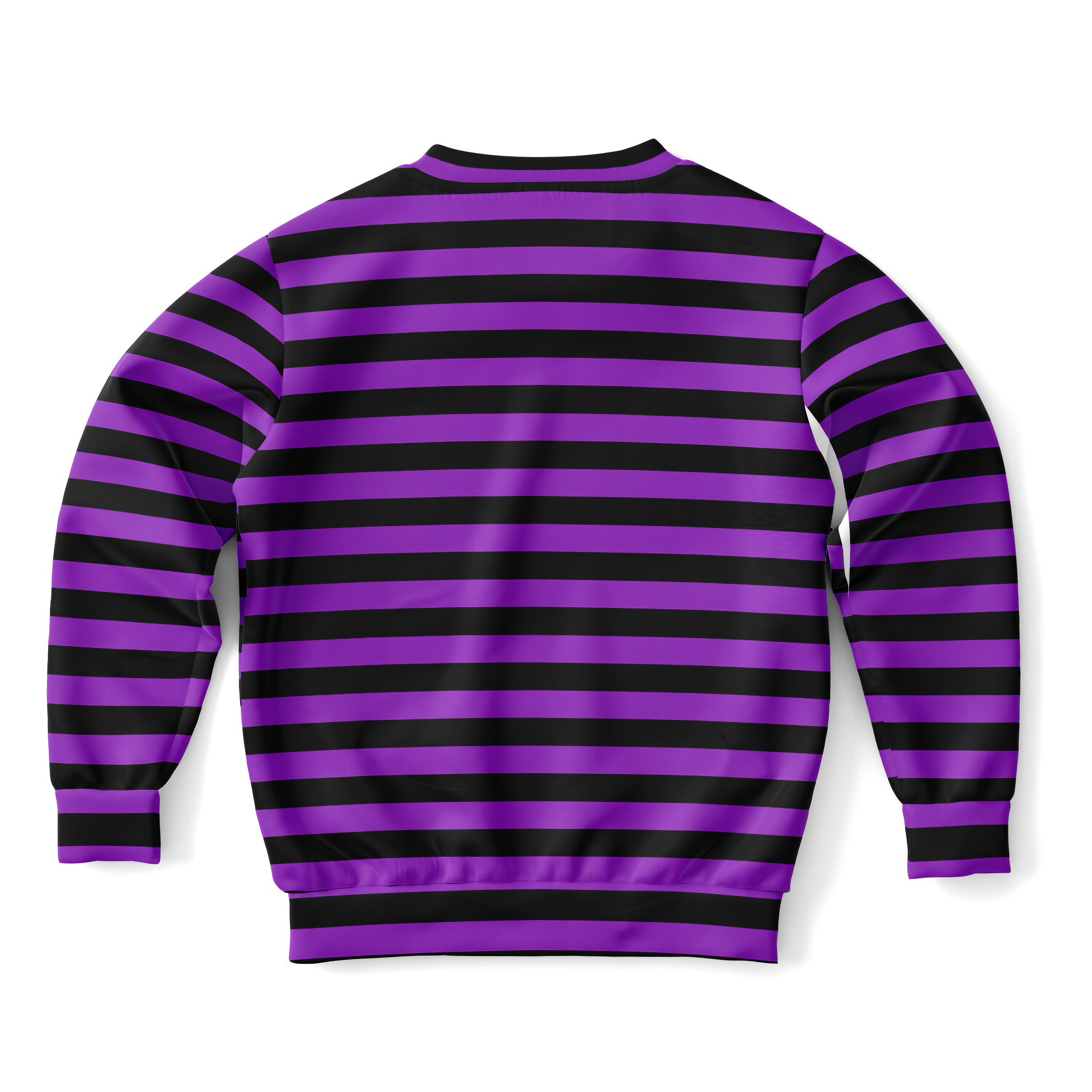 Kids purple and black striped long-sleeved sweatshirt made of cozy cotton fleece or lightweight sports fabric for halloween