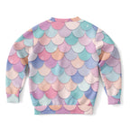 Girls Rainbow Mermaid Scales Sweatshirt – Cozy Cotton Fleece or Lightweight Sports Fabric