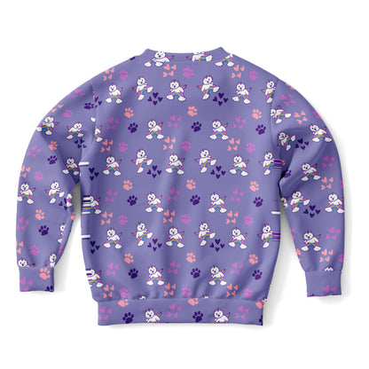 Girls Purple Caticorns Sweatshirt – Cozy Cotton Fleece or Lightweight Sports Fabric