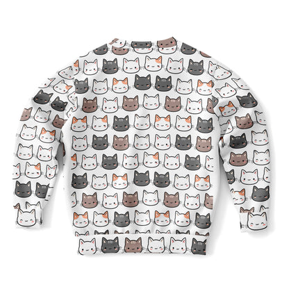 Girls Cute Cat Sweatshirt – Cozy Cotton Fleece or Lightweight Sports Fabric