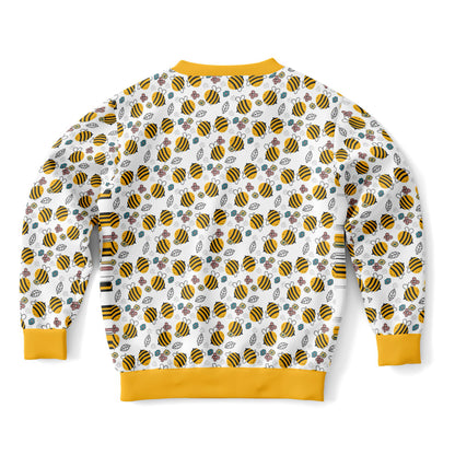 Kids Bumble Bee Sweatshirt – Cozy Cotton Fleece or Lightweight Sports Fabric