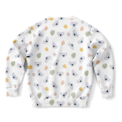 Kids Koala Bear Sweatshirt – Cozy Cotton Fleece or Lightweight Sports Fabric