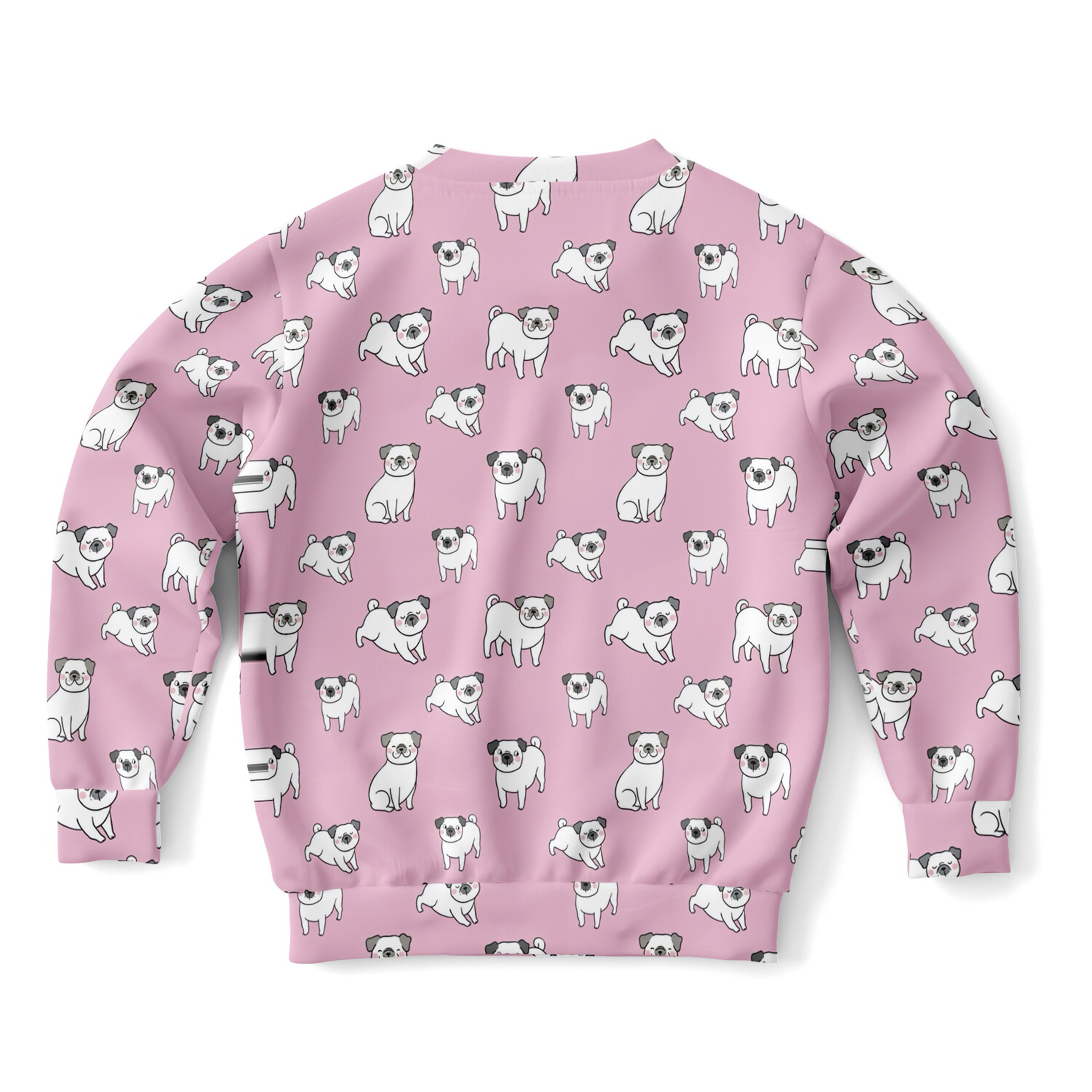 Girls Pink Pug Sweatshirt – Cozy Cotton Fleece or Lightweight Sports Fabric