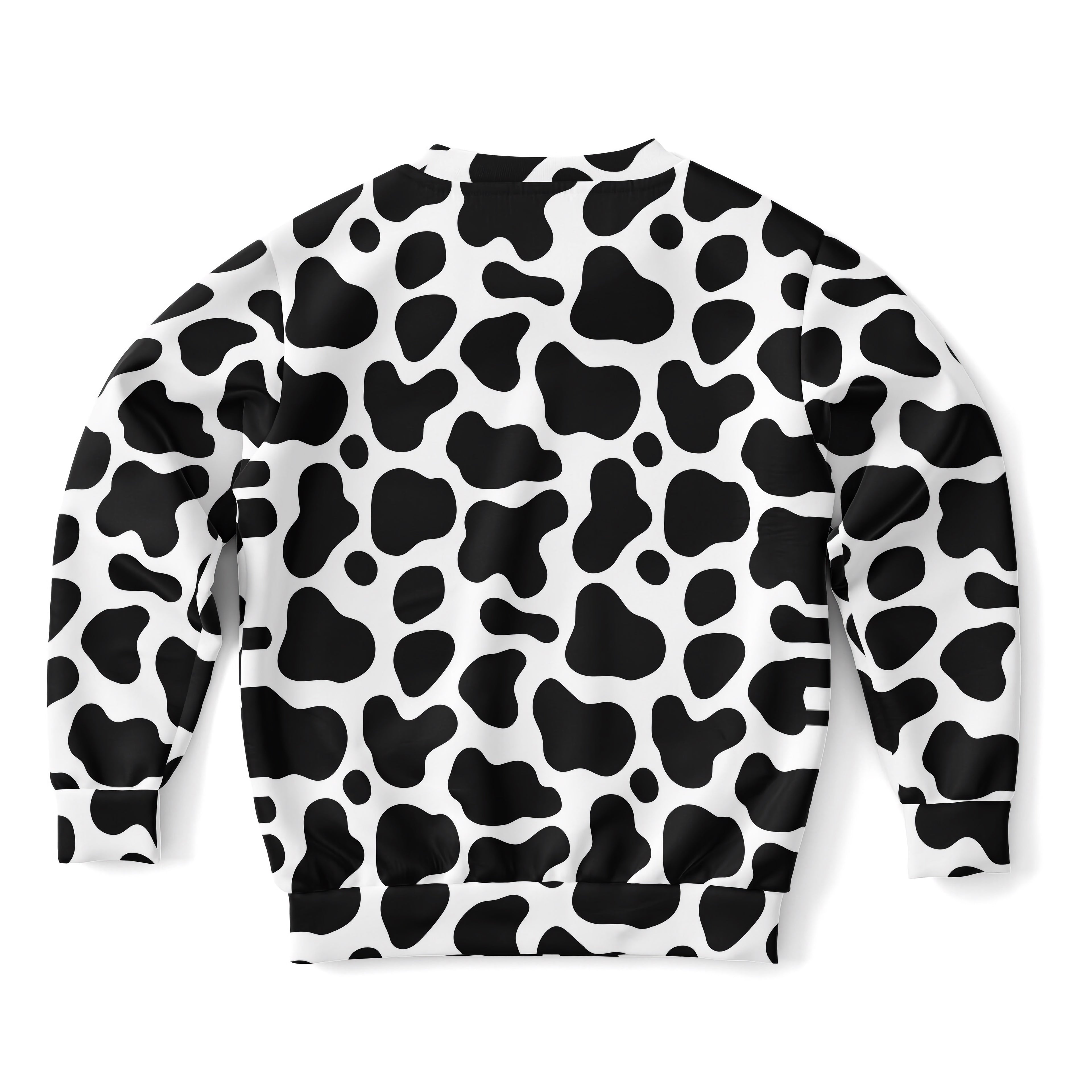 Kids cow print sweatshirt in black and white cozy cotton fleece or lightweight sports fabric for casual wear