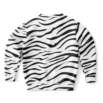 Kids Zebra Print Sweatshirt – Cozy Cotton Fleece or Lightweight Sports Fabric