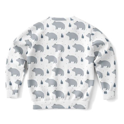 Kids Polar Bear Sweatshirt – Cozy Cotton Fleece or Lightweight Sports Fabric