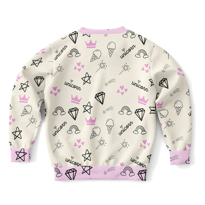 Girls Magical Unicorn Sweatshirt – Cozy Cotton Fleece or Lightweight Sports Fabric