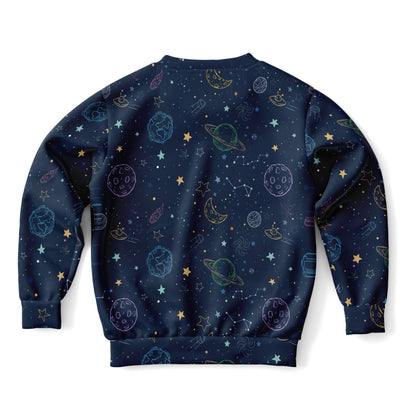 Kids Colorful Galaxy Space Sweatshirt – Cozy Cotton Fleece or Lightweight Sports Fabric
