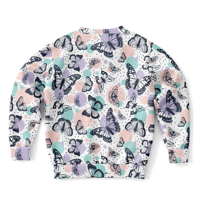 Girls Butterfly Sweatshirt – Cozy Cotton Fleece or Lightweight Sports Fabric