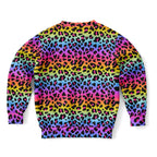 Girls Rainbow Leopard Sweatshirt – Cozy Cotton Fleece or Lightweight Sports Fabric