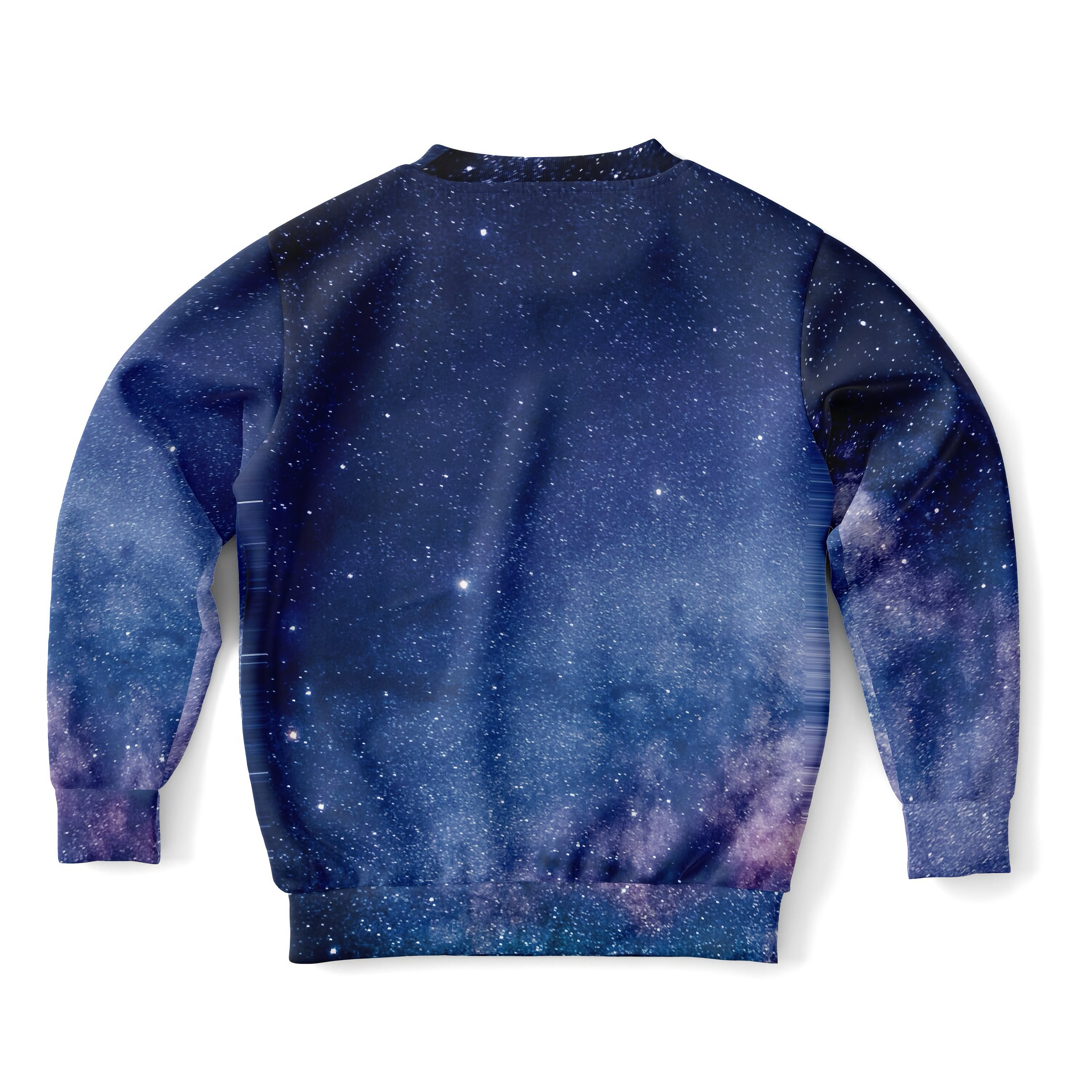 Kids realistic galaxy sweatshirt in navy blue and purple with stars and nebulae print made of cozy cotton fleece