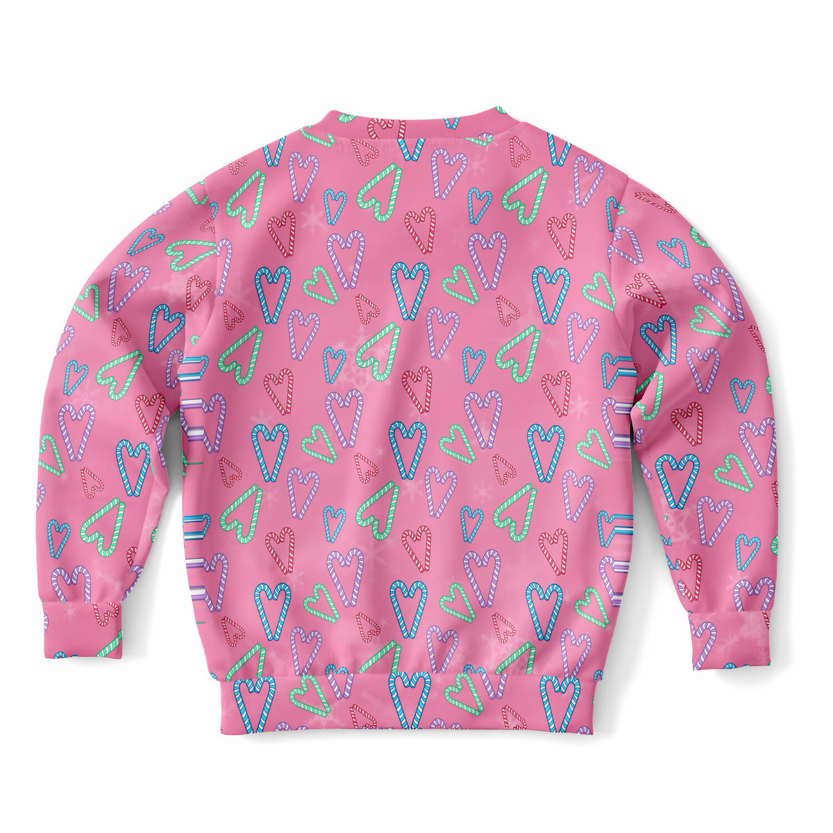 Girls Pink Christmas Candy Cane Heart Sweatshirt – Ultra Soft & Stretchy, Cozy Fleece or Lightweight Sports Fabric Sweatshirt – Ultra Soft & Stretchy, Cozy Fleece or Lightweight Sports Fabric