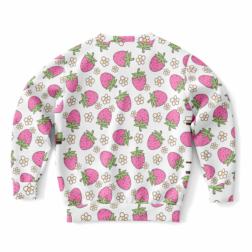 Girls Pink Strawberry Sweatshirt – Ultra Soft & Stretchy, Cozy Fleece or Lightweight Sports Fabric Sweatshirt – Ultra Soft & Stretchy, Cozy Fleece or Lightweight Sports Fabric