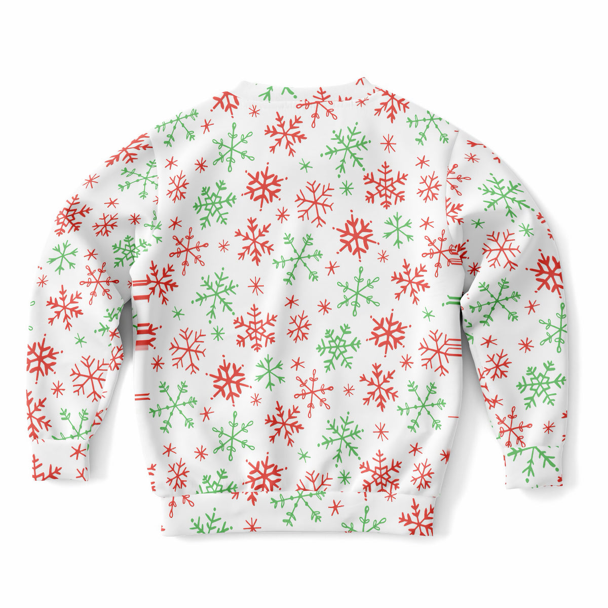 Kids Red & Green Snowflakes Christmas Sweatshirt – Ultra Soft & Stretchy, Cozy Fleece or Lightweight Sports Fabric Sweatshirt – Ultra Soft & Stretchy, Cozy Fleece or Lightweight Sports Fabric