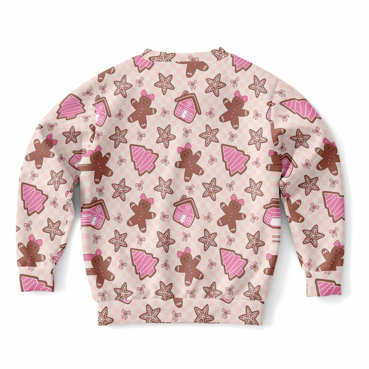 Girls Pink Christmas Gingerbread Sweatshirt – Ultra Soft & Stretchy, Cozy Fleece or Lightweight Sports Fabric Sweatshirt – Ultra Soft & Stretchy, Cozy Fleece or Lightweight Sports Fabric