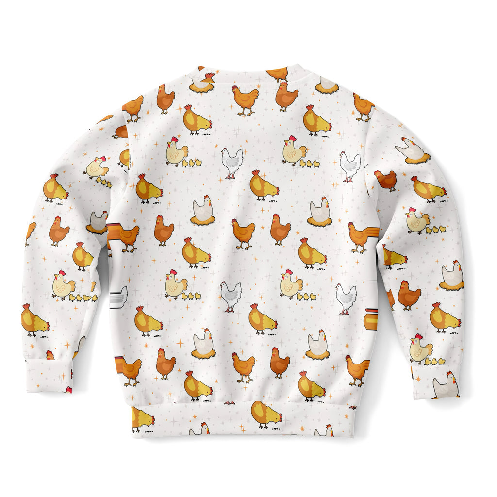 Kids Chicken Sweatshirt – Cozy Cotton Fleece or Lightweight Sports Fabric