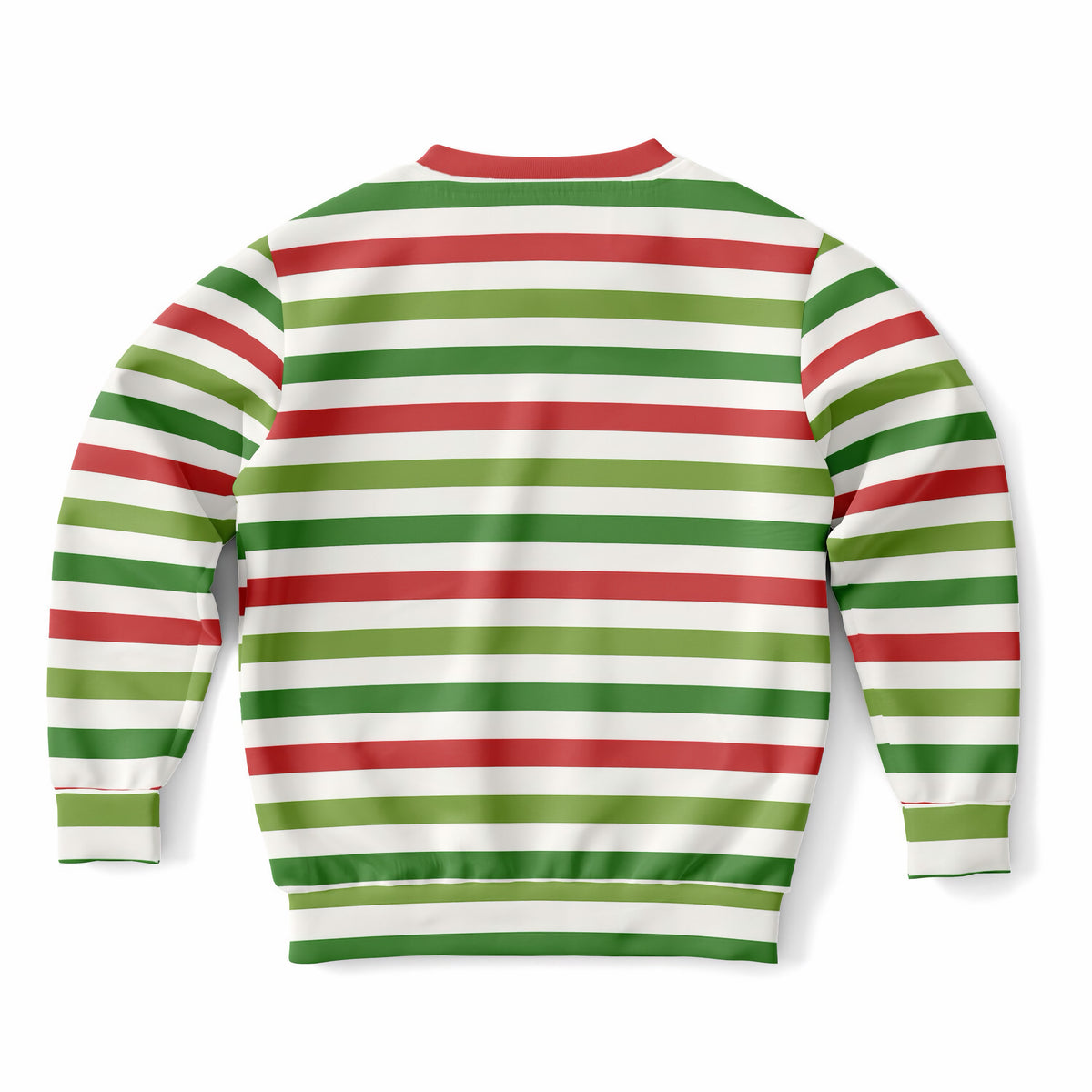 Kids Red Green & White Christmas Striped Sweatshirt – Ultra Soft & Stretchy, Cozy Fleece or Lightweight Sports Fabric Sweatshirt – Ultra Soft & Stretchy, Cozy Fleece or Lightweight Sports Fabric