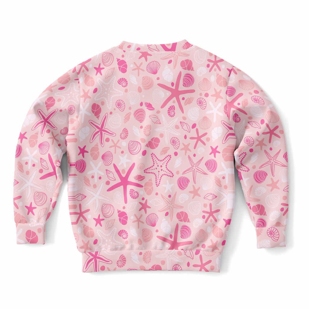 Girls Pink Starfish and Seashells Sweatshirt – Ultra Soft & Stretchy, Cozy Fleece or Lightweight Sports Fabric Sweatshirt – Ultra Soft & Stretchy, Cozy Fleece or Lightweight Sports Fabric