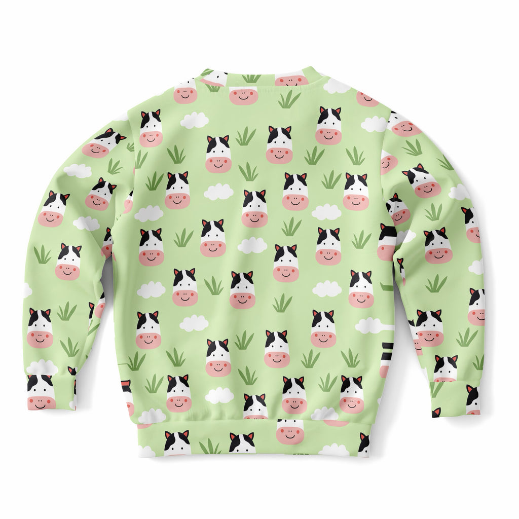 Kids Cute Cow Faces Sweatshirt – Ultra Soft & Stretchy, Cozy Fleece or Lightweight Sports Fabric Sweatshirt – Ultra Soft & Stretchy, Cozy Fleece or Lightweight Sports Fabric