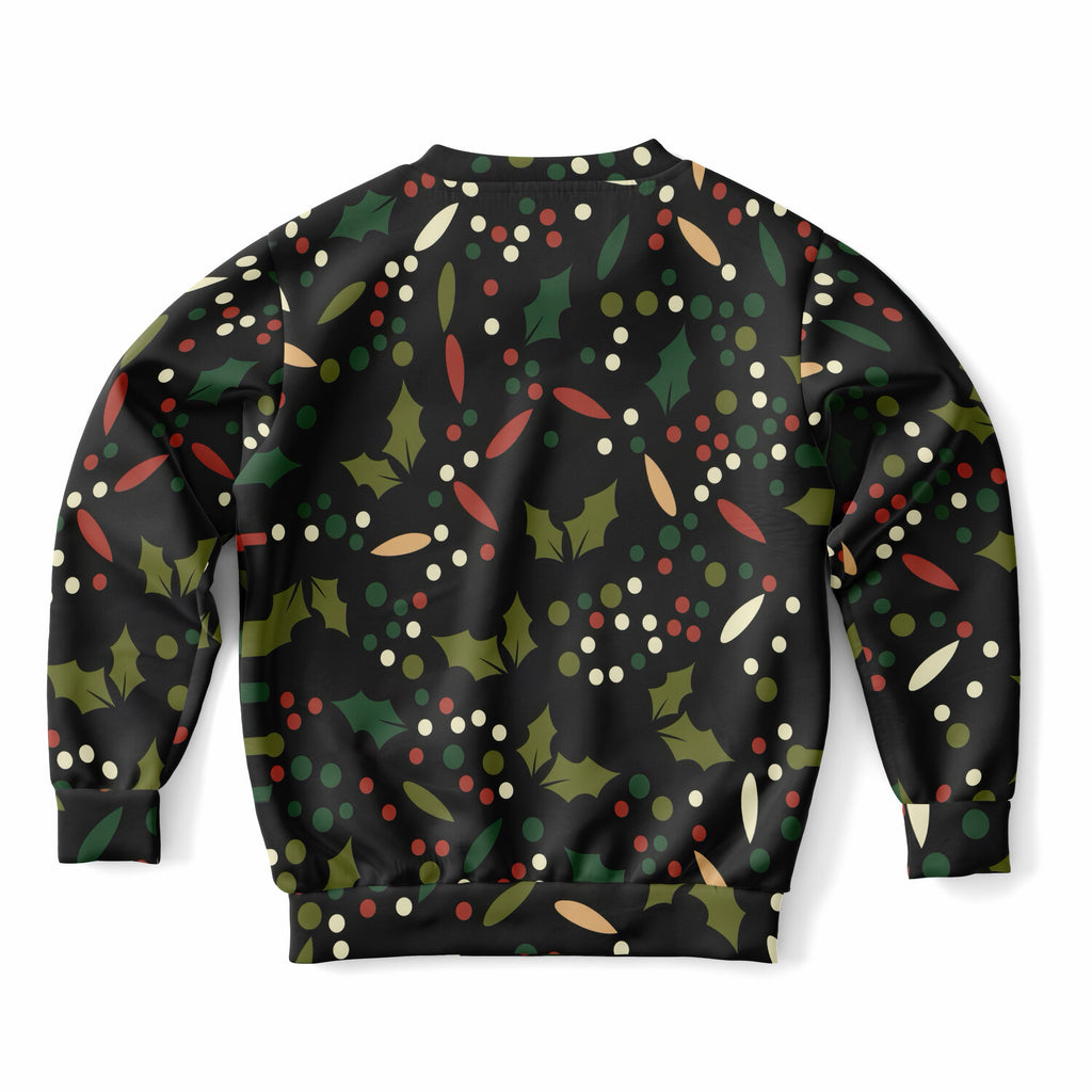 Kids Christmas Holly Berry Sweatshirt – Ultra Soft & Stretchy, Cozy Fleece or Lightweight Sports Fabric Sweatshirt – Ultra Soft & Stretchy, Cozy Fleece or Lightweight Sports Fabric