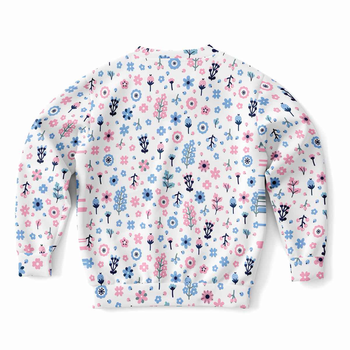 Girls Pink & Blue Floral Sweatshirt – Ultra Soft & Stretchy, Cozy Fleece or Lightweight Sports Fabric Sweatshirt – Ultra Soft & Stretchy, Cozy Fleece or Lightweight Sports Fabric