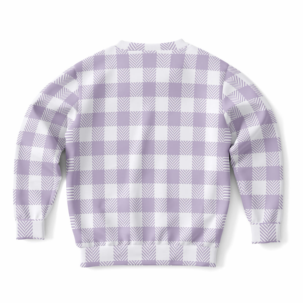 Girls Lavender Purple Gingham Sweatshirt – Ultra Soft & Stretchy, Cozy Fleece or Lightweight Sports Fabric Sweatshirt – Ultra Soft & Stretchy, Cozy Fleece or Lightweight Sports Fabric