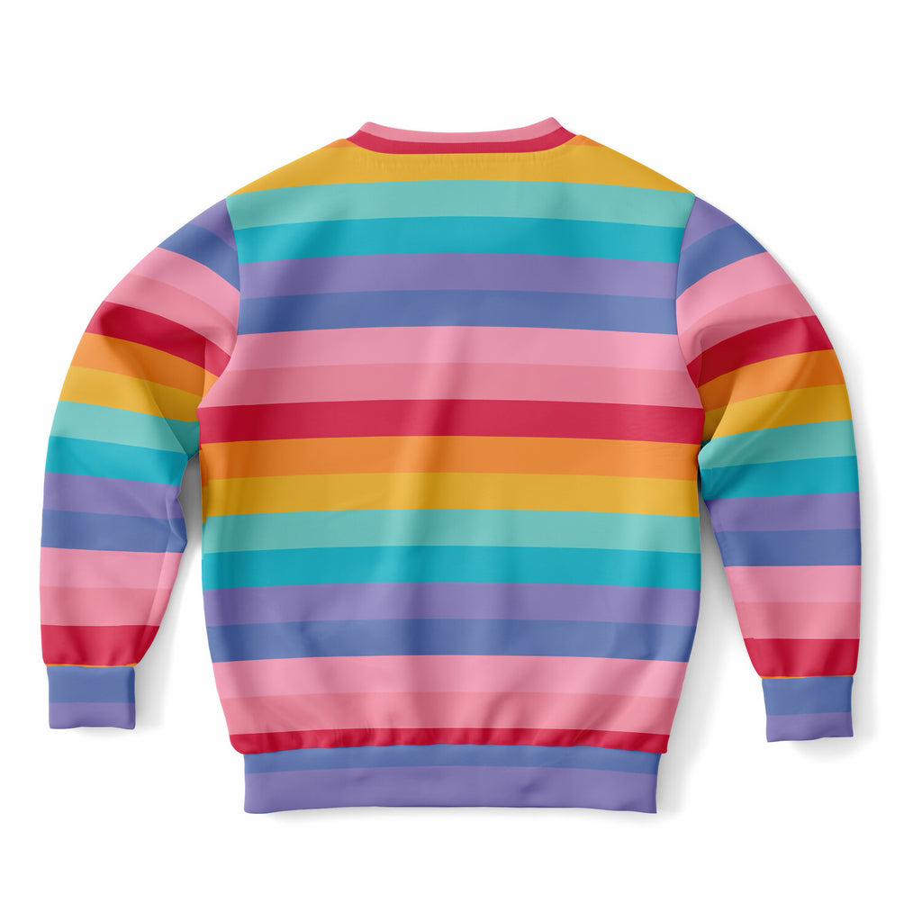 Girls Bright Striped Rainbow Sweatshirt – Ultra Soft & Stretchy, Cozy Fleece or Lightweight Sports Fabric Sweatshirt – Ultra Soft & Stretchy, Cozy Fleece or Lightweight Sports Fabric