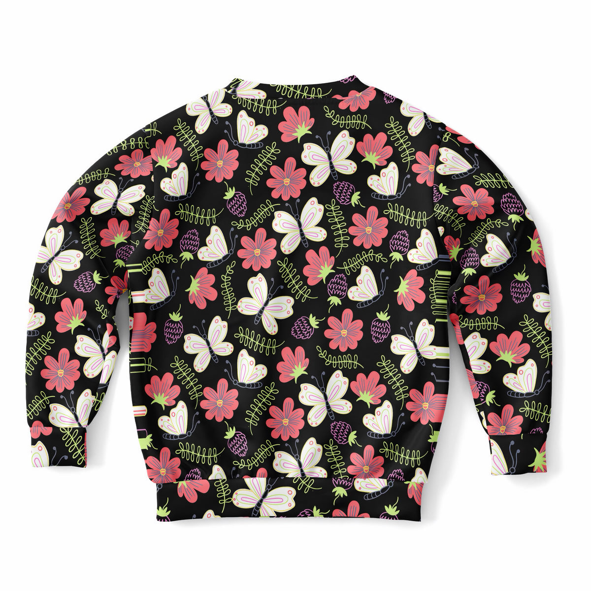Girls Black Butterfly & Floral Sweatshirt – Ultra Soft & Stretchy, Cozy Fleece or Lightweight Sports Fabric Sweatshirt – Ultra Soft & Stretchy, Cozy Fleece or Lightweight Sports Fabric