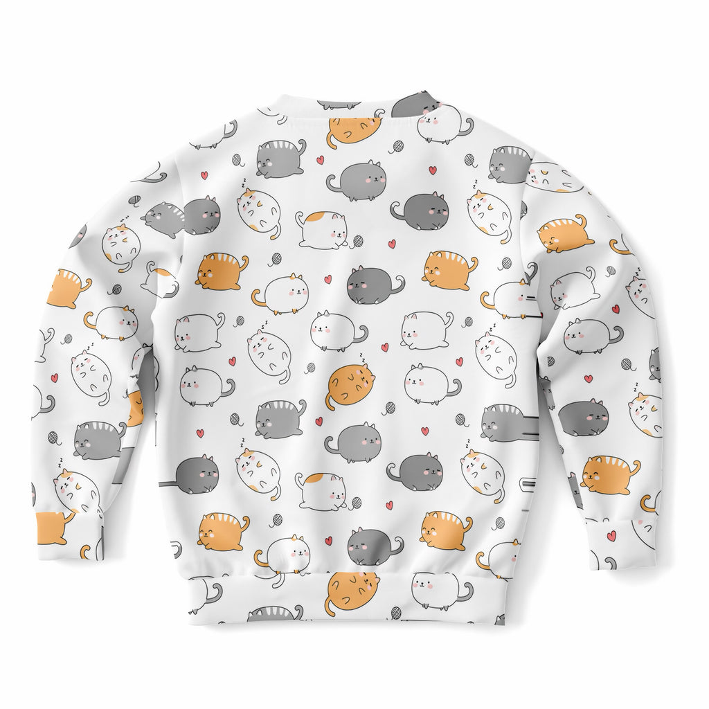 Kids Adorable Kawaii Kittens & Hearts Sweatshirt – Ultra Soft & Stretchy, Cozy Fleece or Lightweight Sports Fabric Sweatshirt – Ultra Soft & Stretchy, Cozy Fleece or Lightweight Sports Fabric